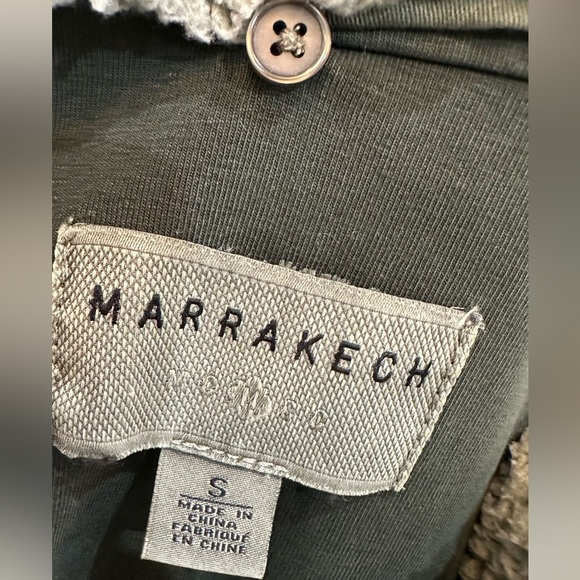 Anthropologie By Marrakech Utility  Green Cream Removable Sherpa Collar Jacket - Picture 3 of 16